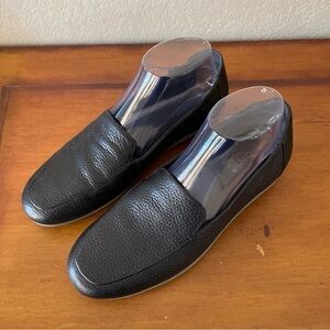 Vionic Elora 7.5 Black Loafer Driving Moc Leather Moccasin Women's Pebble Grain